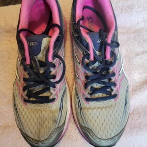 Asics athletic shoes. Pink/Silver. Size 8.